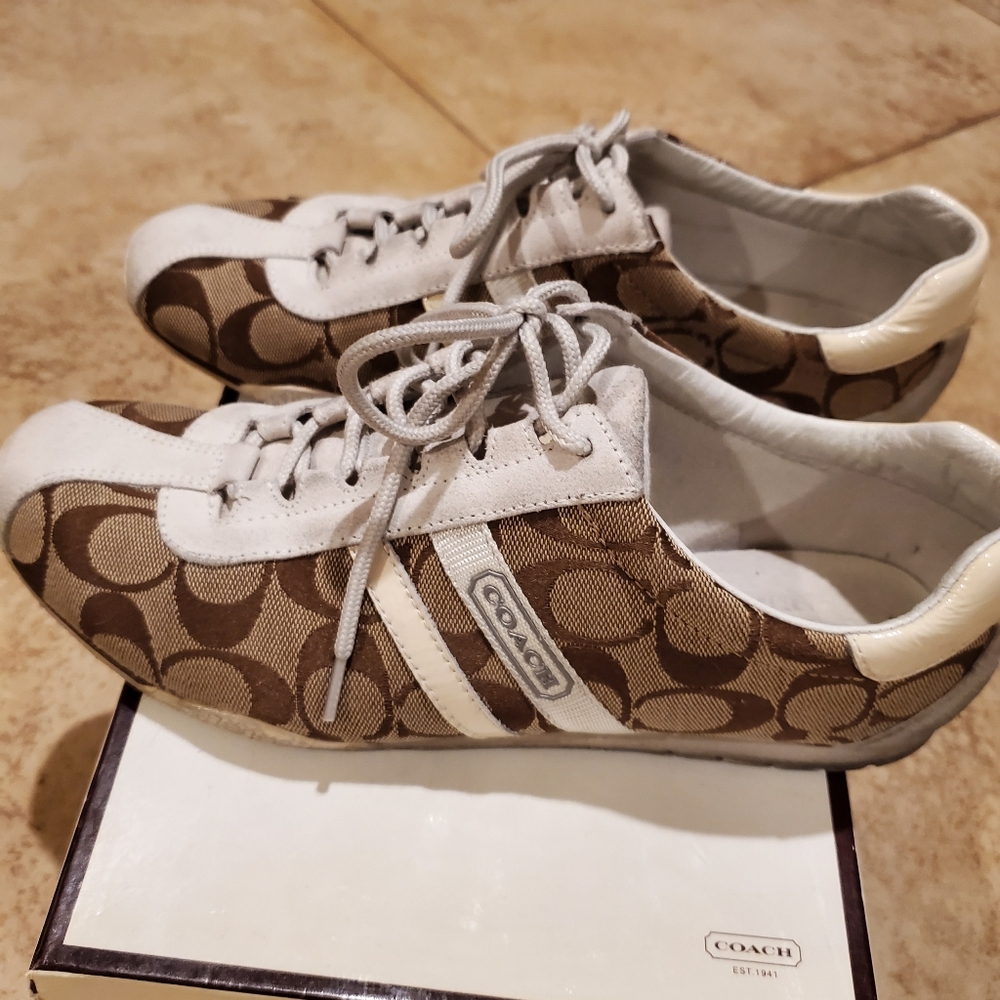 Coach Signature Brown and Cream Sneakers
